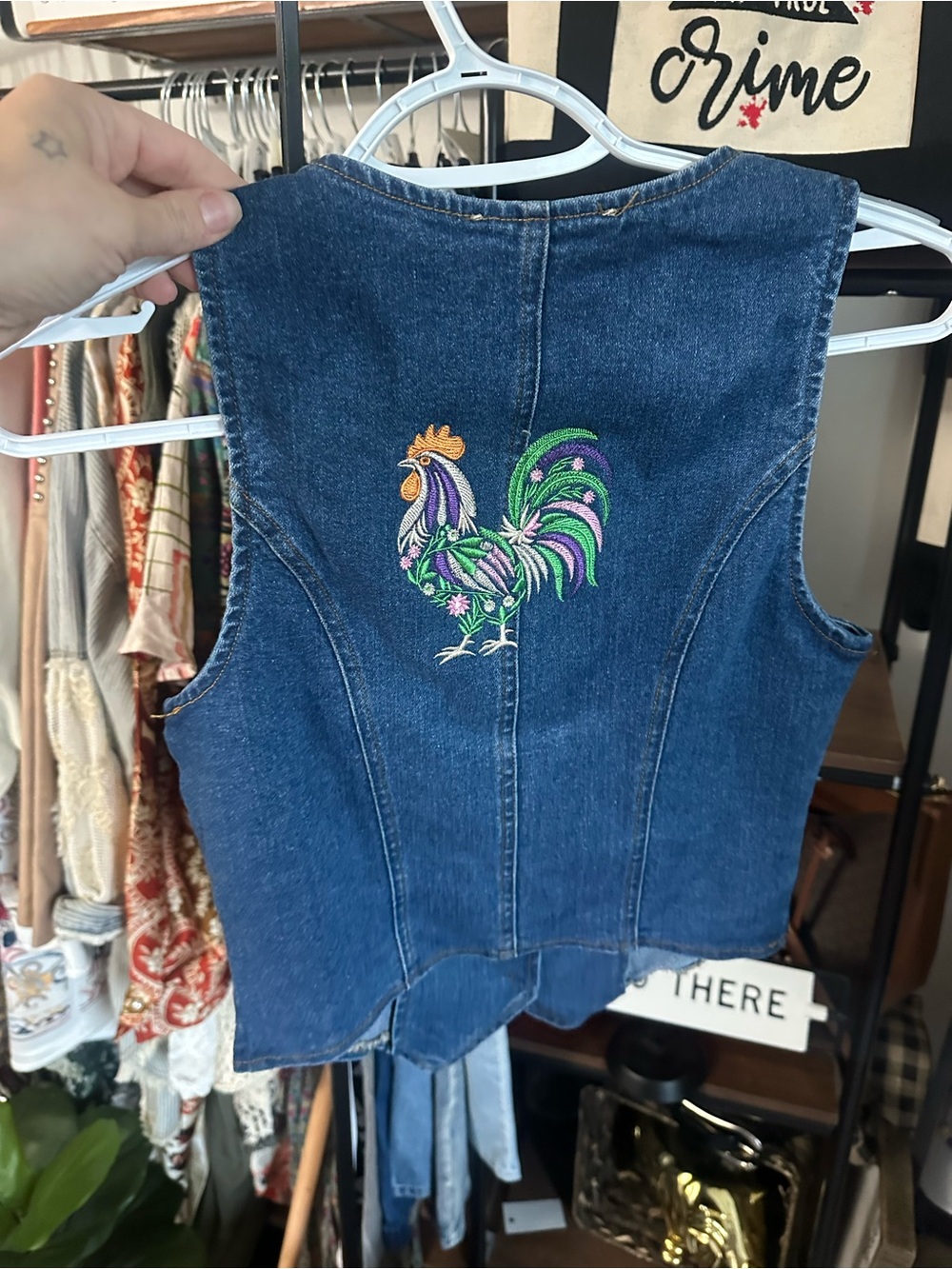 Simply Stitched custom vest Denim Button-Front Crop Vest - Blue